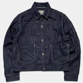 DDL 332 TRUCKER REGULAR FIT VINTAGE INSPIRED SELVEDGE DENIM 2 POCKET JACKET-12.25OZ-HRH INDIGO