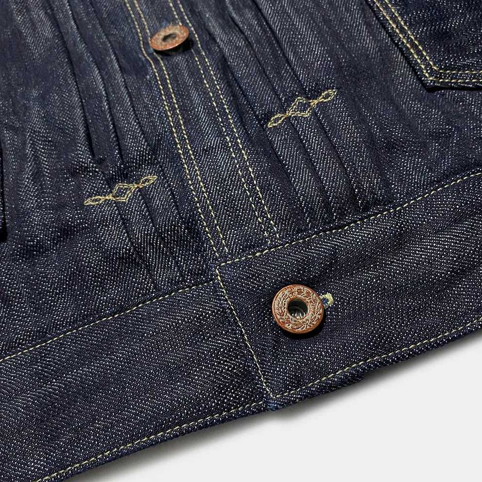 DDL 332 TRUCKER REGULAR FIT VINTAGE INSPIRED SELVEDGE DENIM 2 POCKET JACKET-12.25OZ-HRH INDIGO