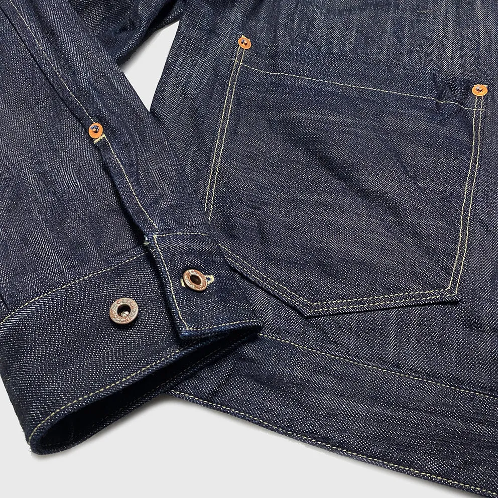 DDL 332 TRUCKER REGULAR FIT VINTAGE INSPIRED SELVEDGE DENIM 2 POCKET JACKET-12.25OZ-HRH INDIGO