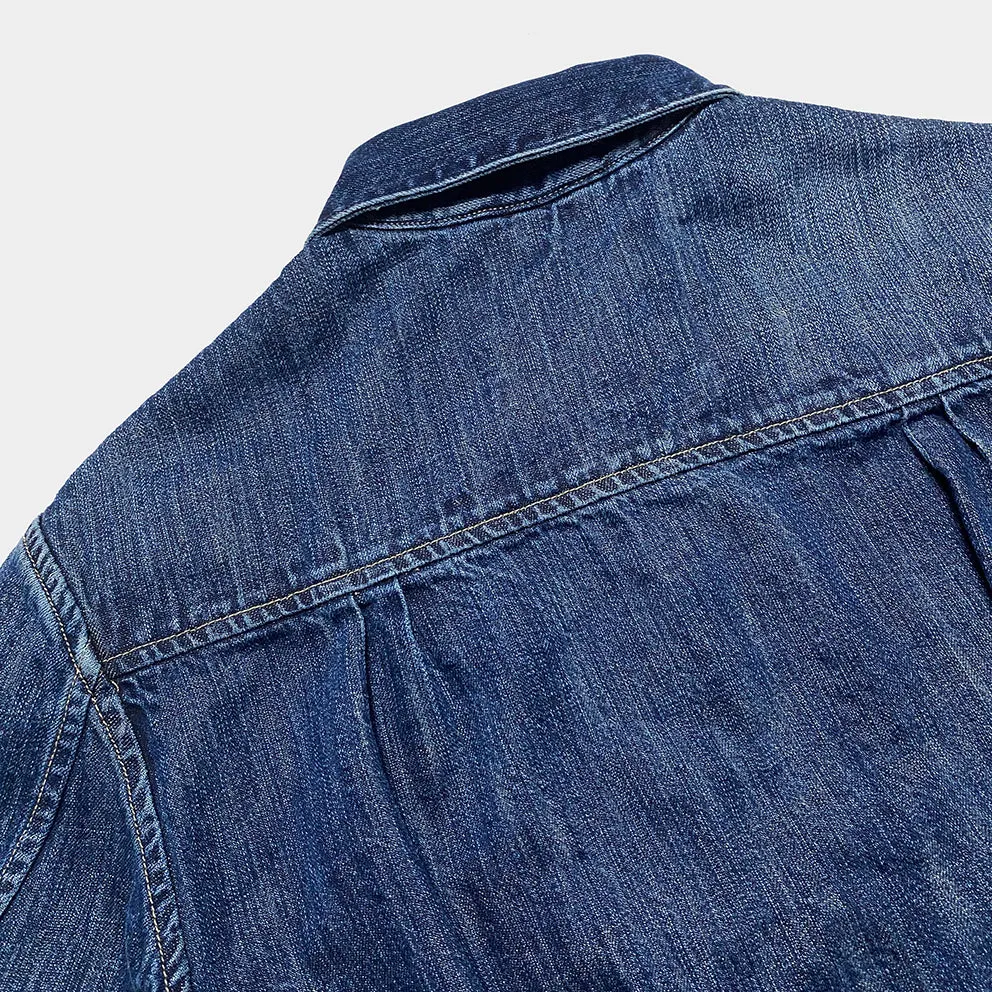 DDL 332 TRUCKER-V1 REGULAR FIT SELVEDGE DENIM 2 POCKET JACKET VINTAGE WASH-12.25OZ-V1 INDIGO