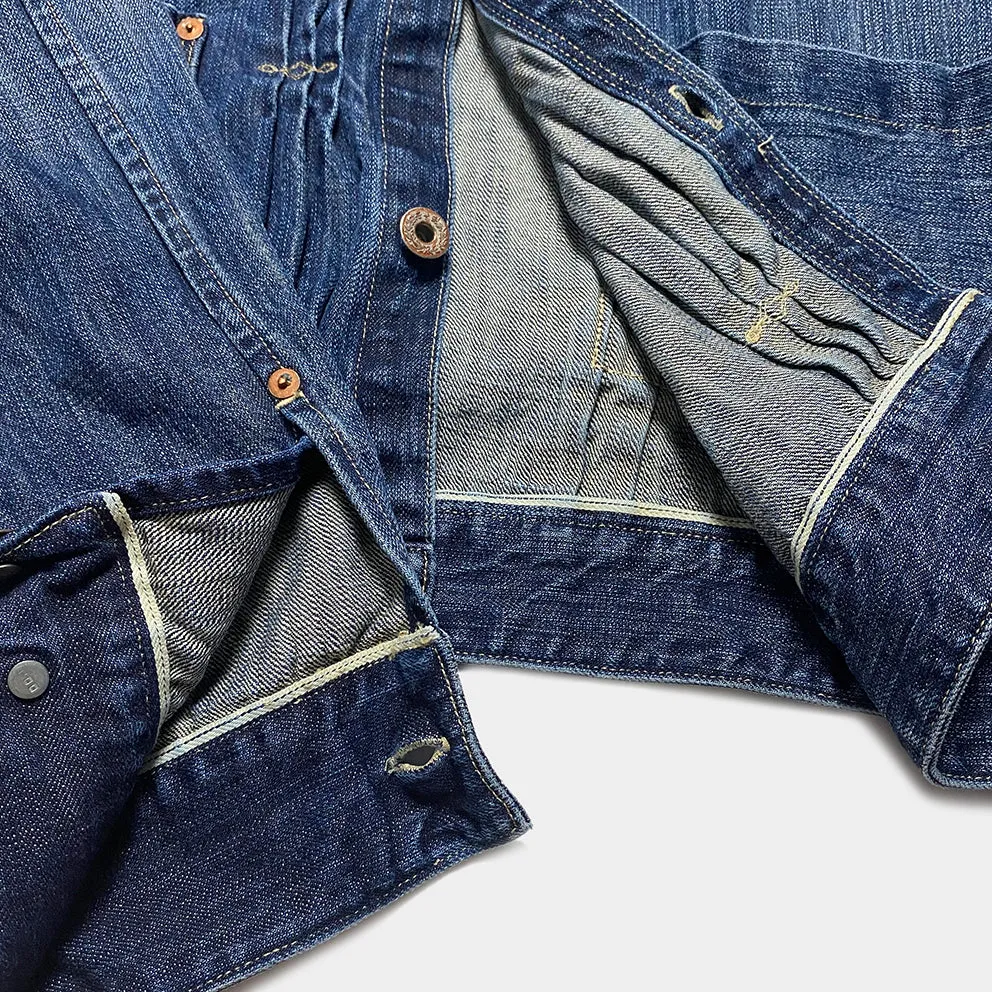DDL 332 TRUCKER-V1 REGULAR FIT SELVEDGE DENIM 2 POCKET JACKET VINTAGE WASH-12.25OZ-V1 INDIGO