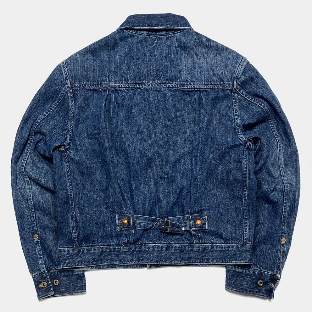 DDL 332 TRUCKER-V1 REGULAR FIT SELVEDGE DENIM 2 POCKET JACKET VINTAGE WASH-12.25OZ-V1 INDIGO
