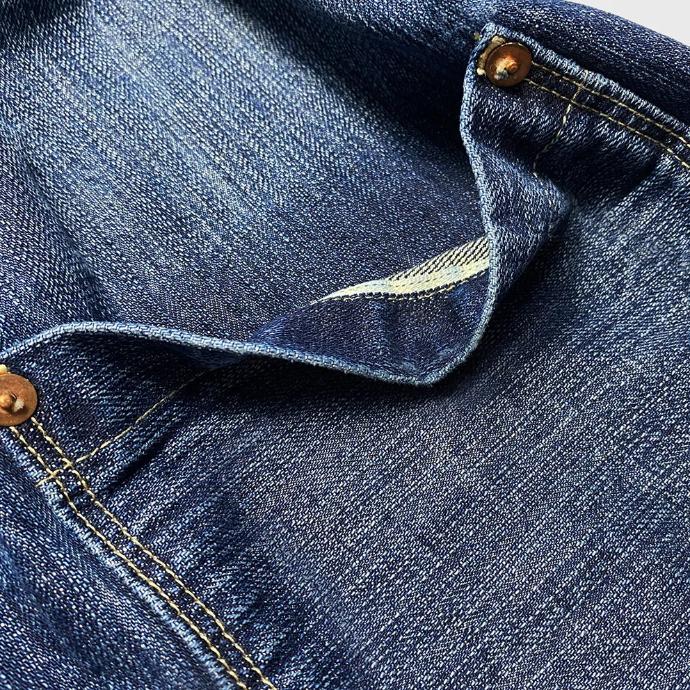 DDL 332 TRUCKER-V1 REGULAR FIT SELVEDGE DENIM 2 POCKET JACKET VINTAGE WASH-12.25OZ-V1 INDIGO