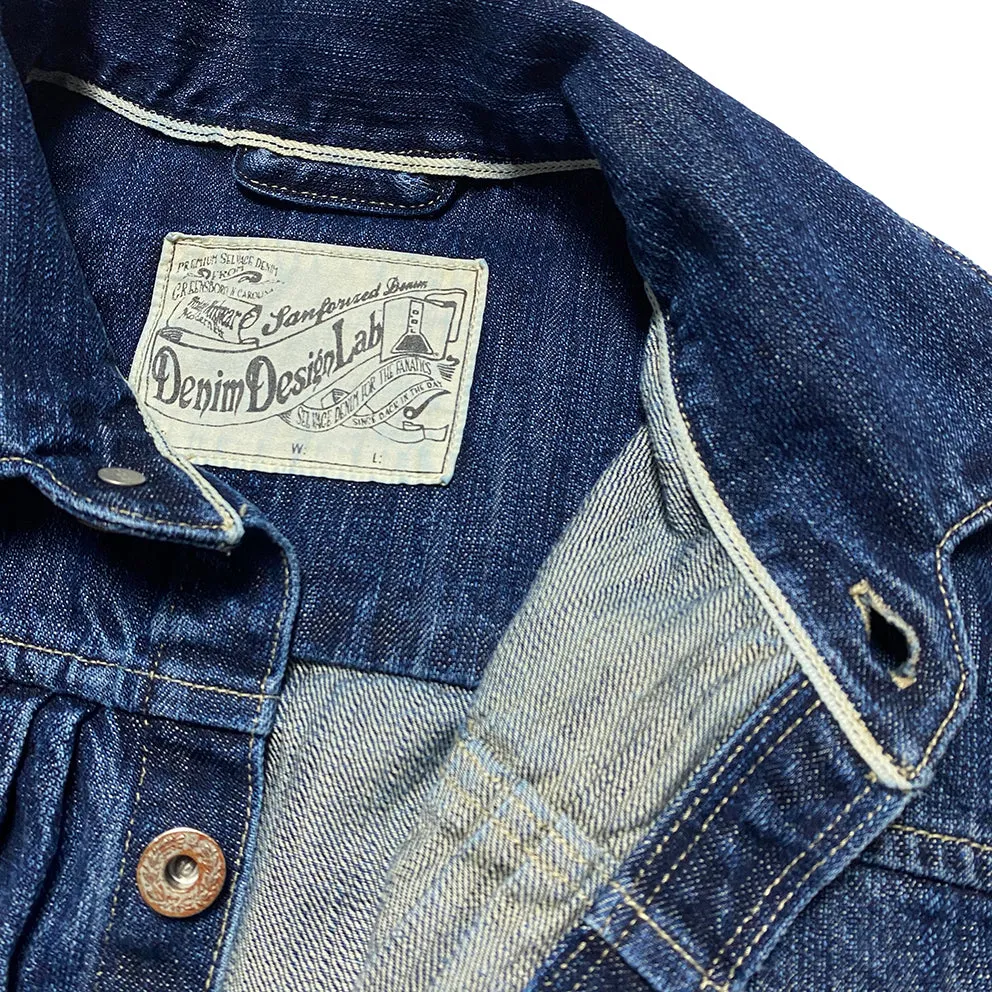 DDL 332 TRUCKER-V1 REGULAR FIT SELVEDGE DENIM 2 POCKET JACKET VINTAGE WASH-12.25OZ-V1 INDIGO
