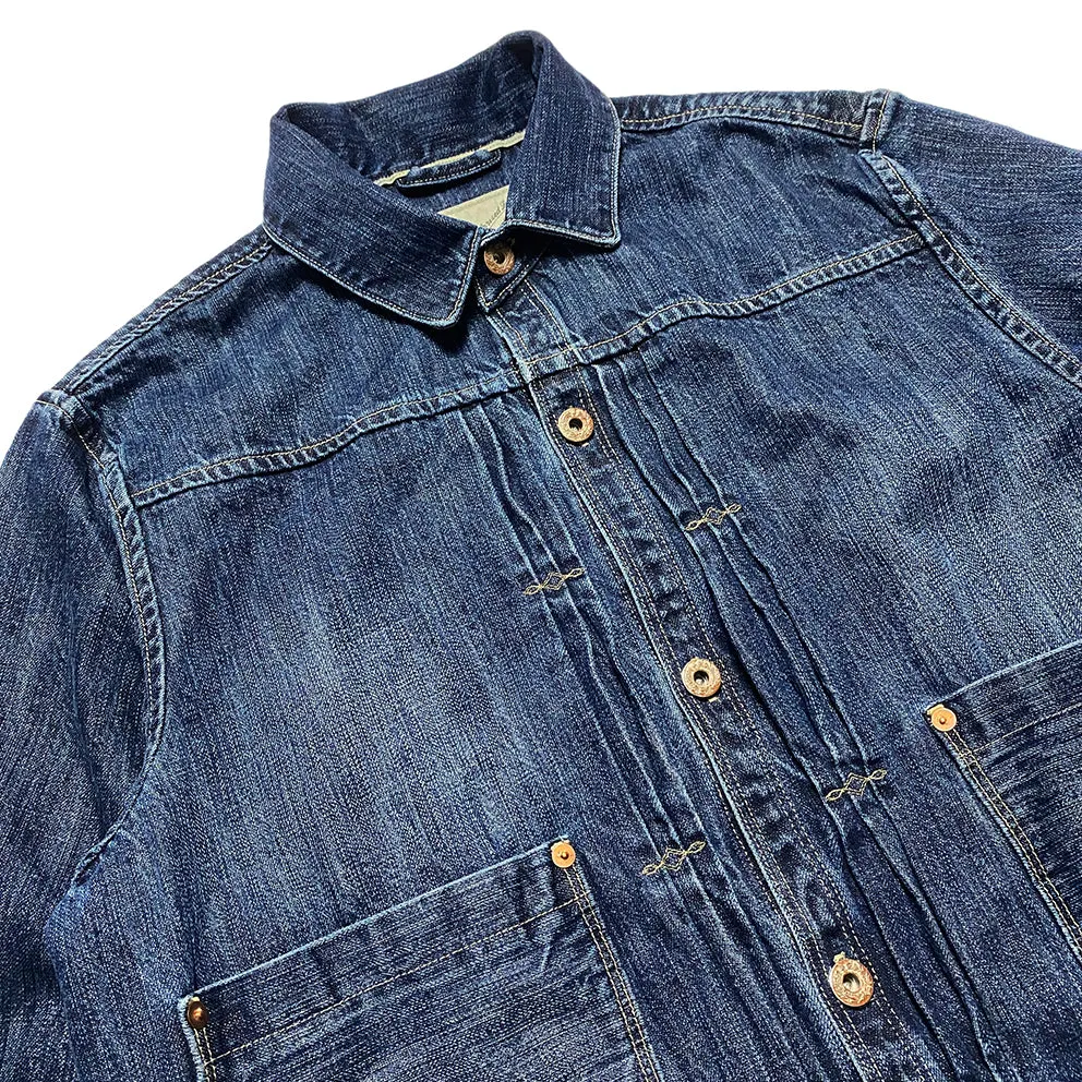 DDL 332 TRUCKER-V1 REGULAR FIT SELVEDGE DENIM 2 POCKET JACKET VINTAGE WASH-12.25OZ-V1 INDIGO