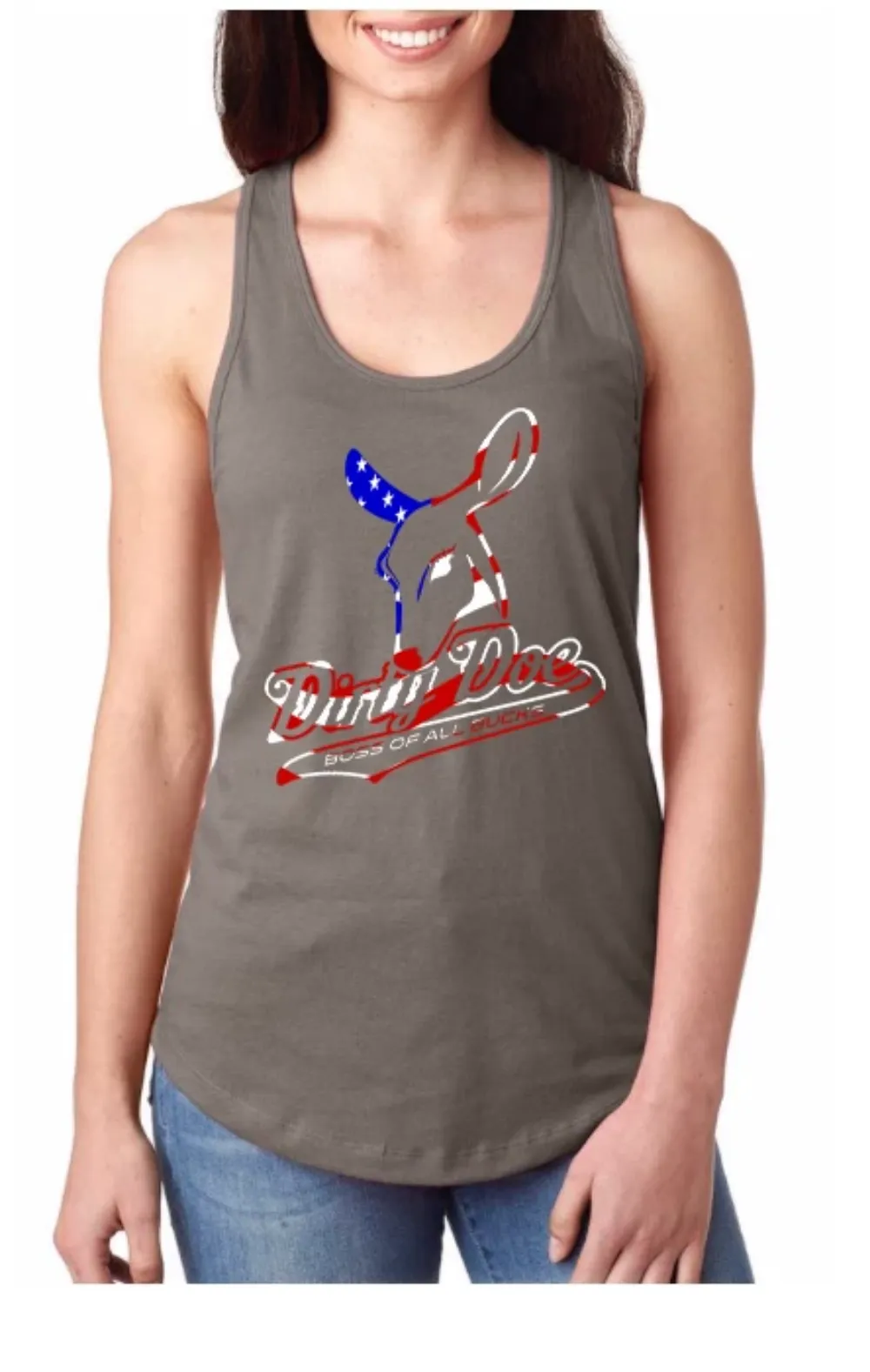 Dirty Doe "Patriotic" Racer Back Tank Tops (assorted colors)
