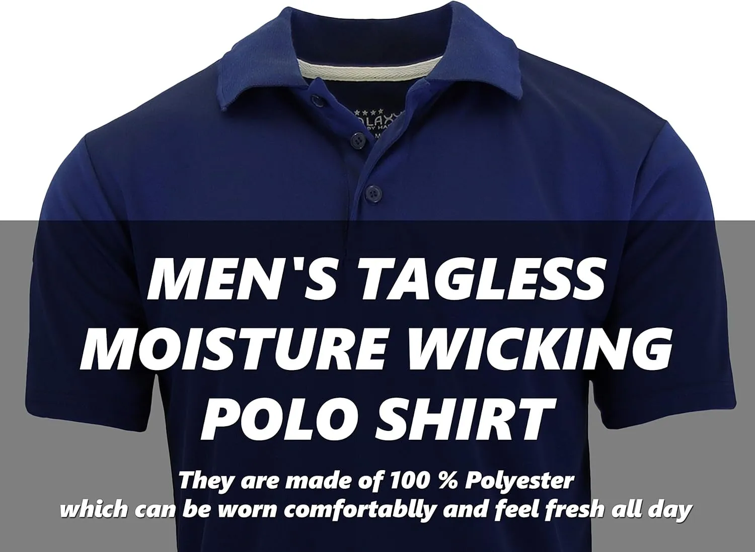 Galaxy by Harvic Men's Tagless Moisture Wicking Polo Shirt (S-3XL)