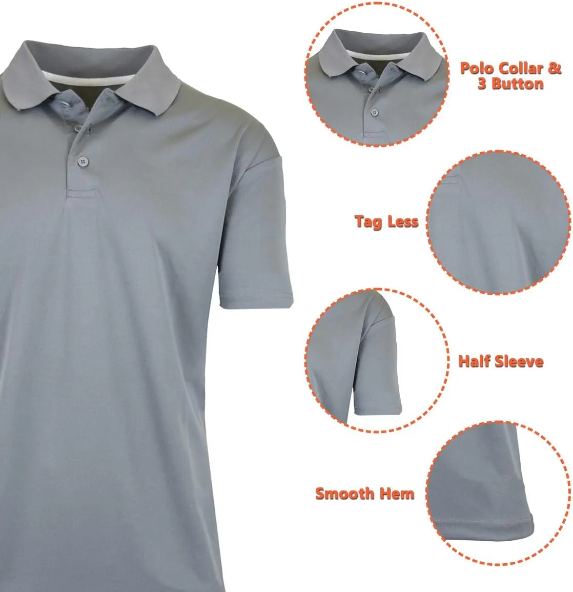 Galaxy by Harvic Men's Tagless Moisture Wicking Polo Shirt (S-3XL)