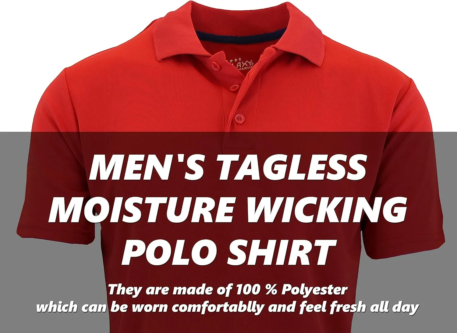 Galaxy by Harvic Men's Tagless Moisture Wicking Polo Shirt (S-3XL)