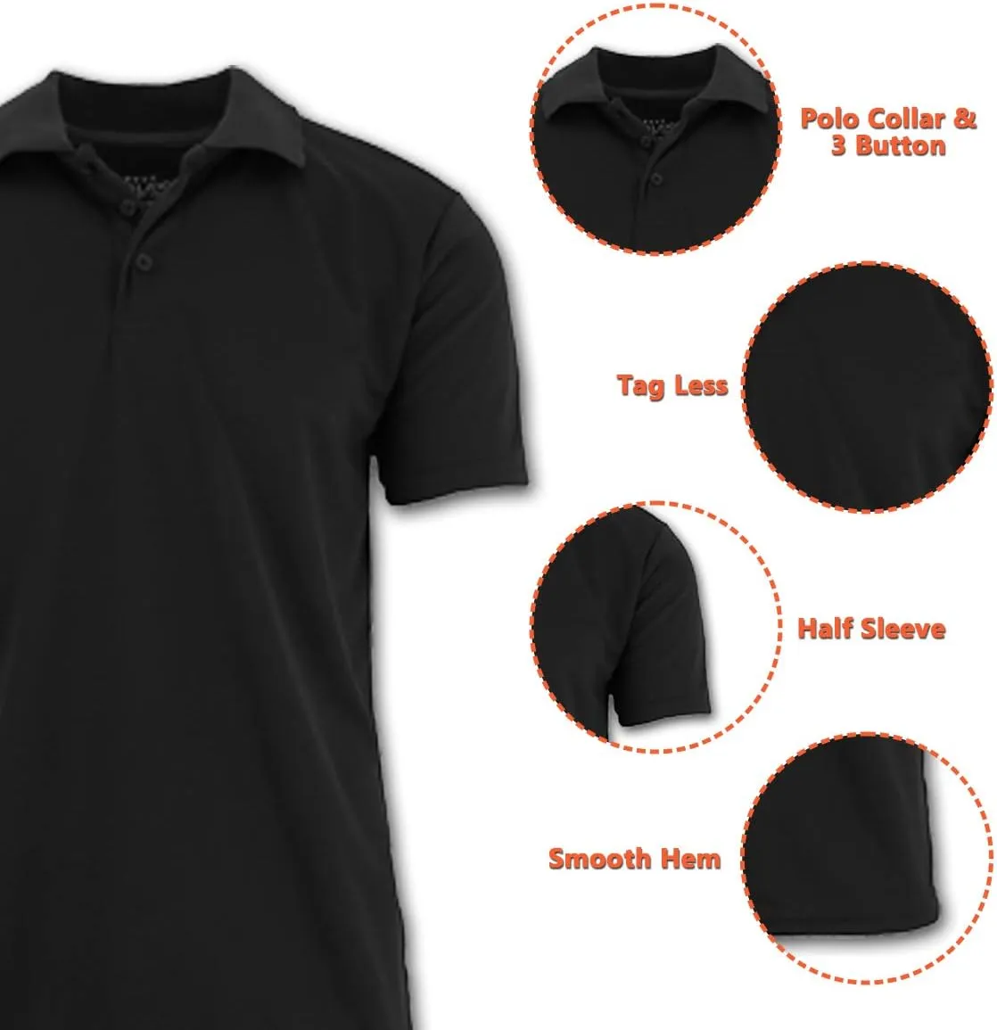 Galaxy by Harvic Men's Tagless Moisture Wicking Polo Shirt (S-3XL)