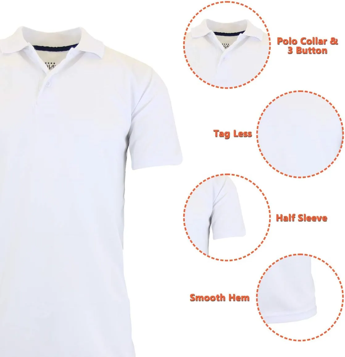 Galaxy by Harvic Men's Tagless Moisture Wicking Polo Shirt (S-3XL)