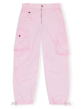Ganni Washed Cotton Twill Pants- Primrose Pink