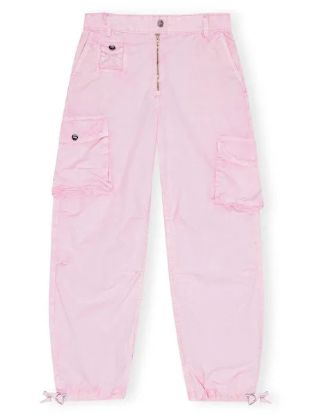 Ganni Washed Cotton Twill Pants- Primrose Pink