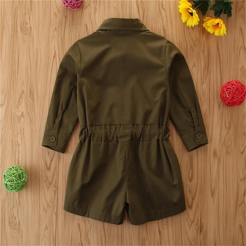 Girls Solid Lapel Long Sleeve Coats Wholesale Kids Jackets