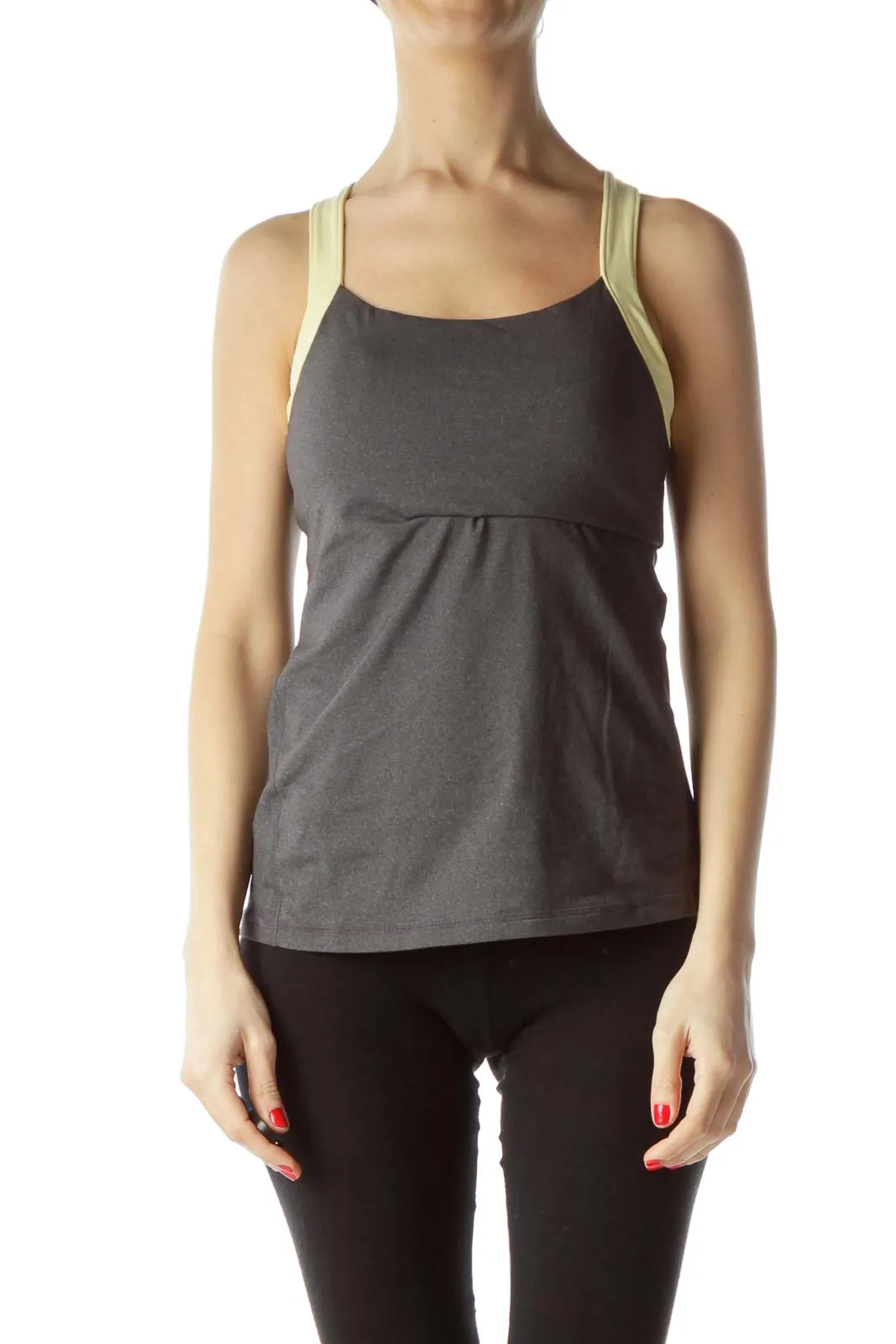 Gray and Yellow Racerback Tank Top