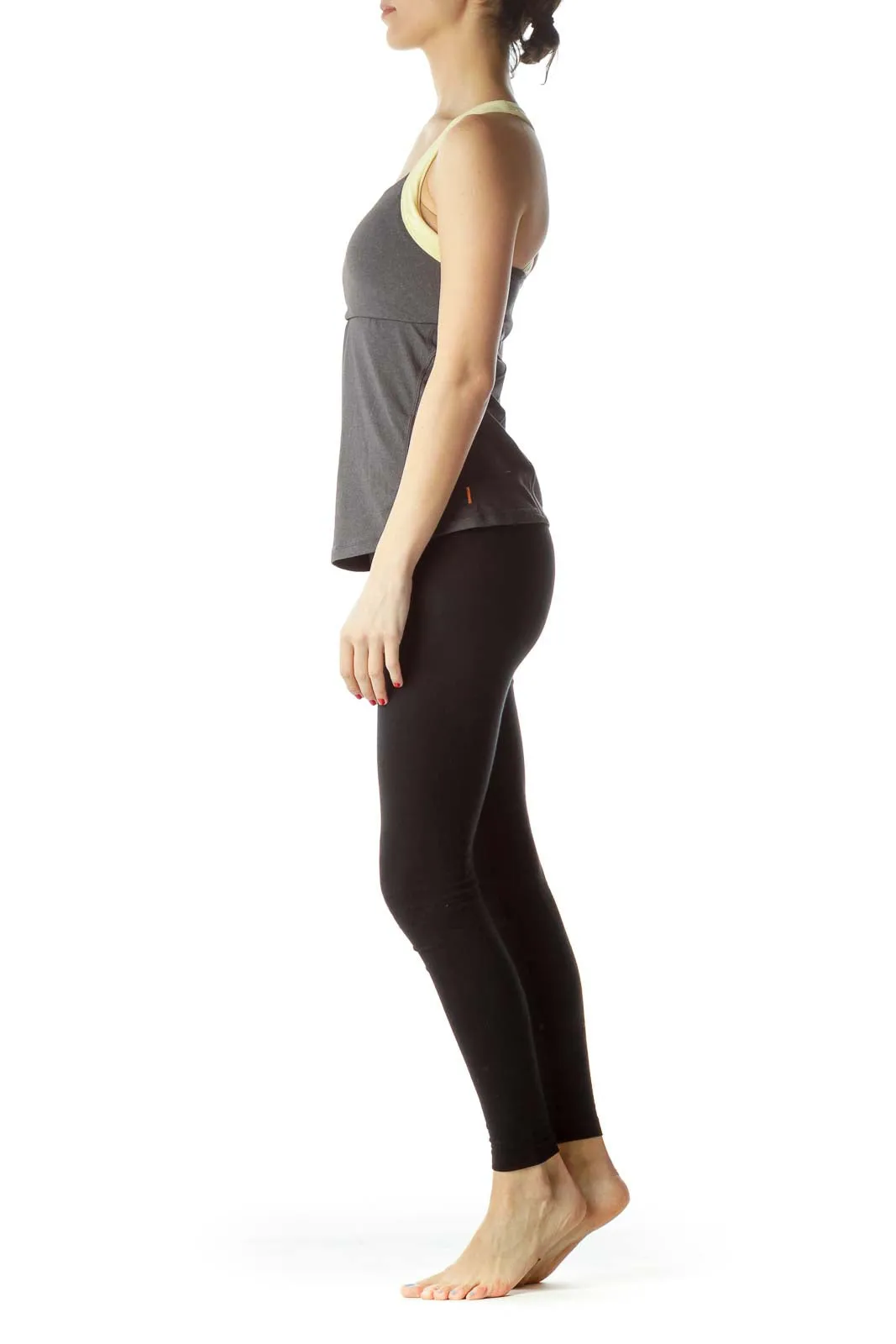 Gray and Yellow Racerback Tank Top