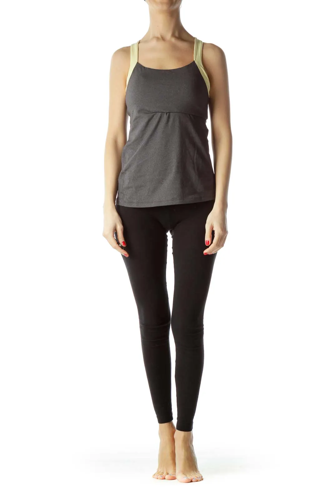 Gray and Yellow Racerback Tank Top