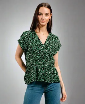 Green Animal Tiered Hem Top