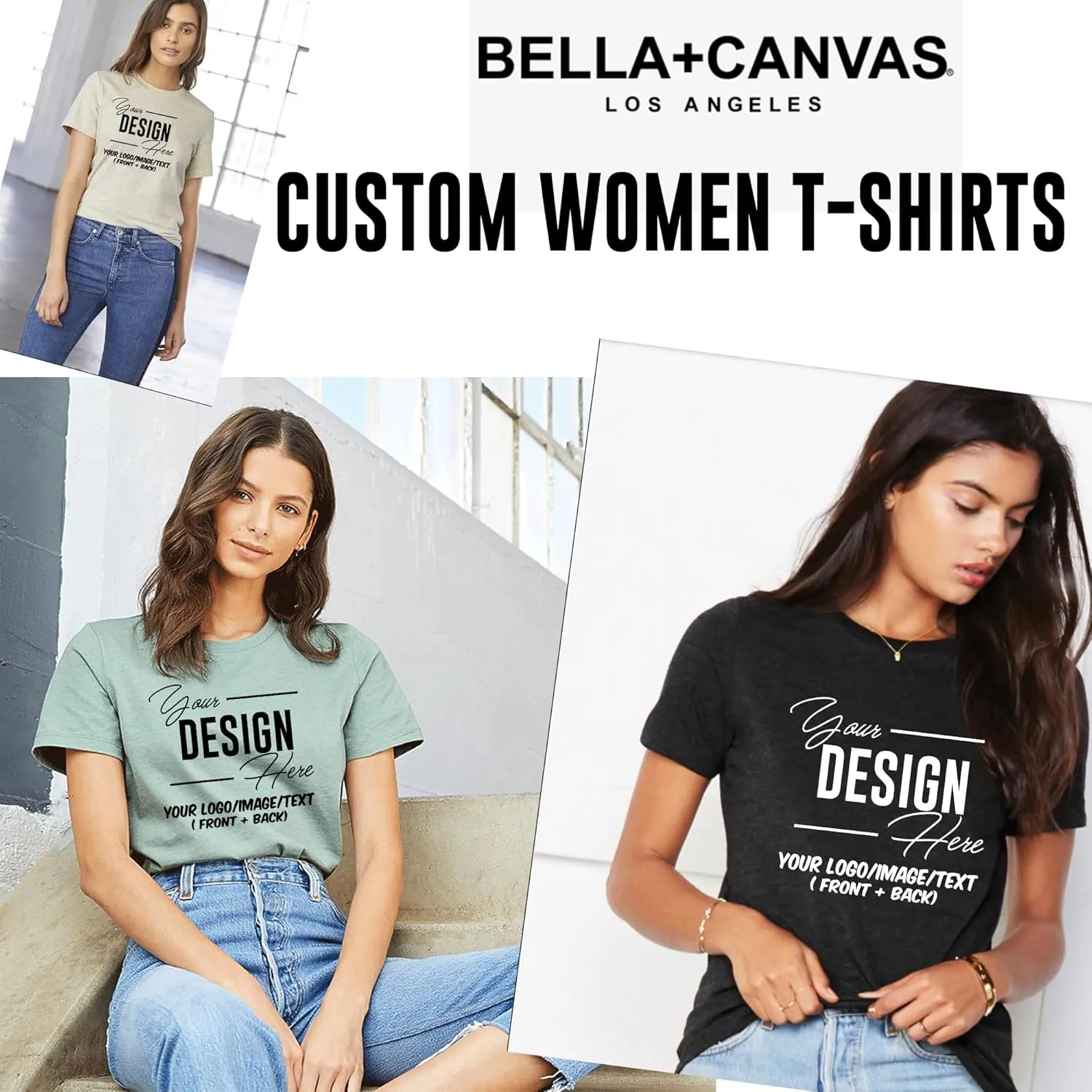 INK STITCH Women 6400 Bella Canvas Custom Printing Design Your Own Relaxed T-Shirts