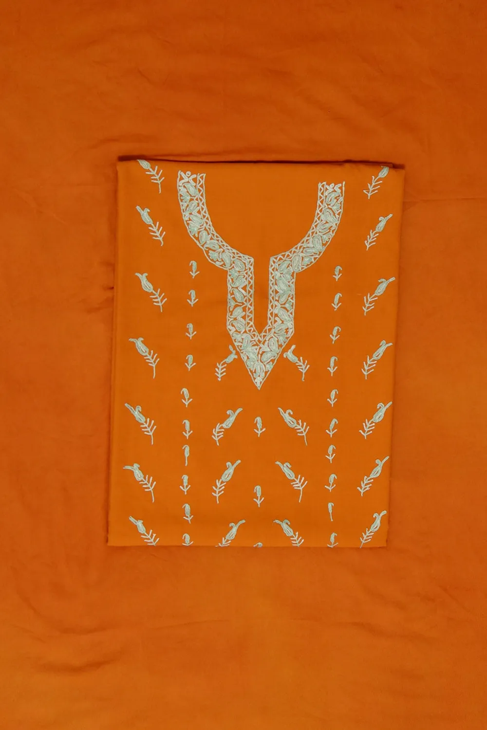 Intense Kashmiri Mustard Colour Cotton Suit With Beautiful Kashmiri Embroidery Definitely Add Elegance.