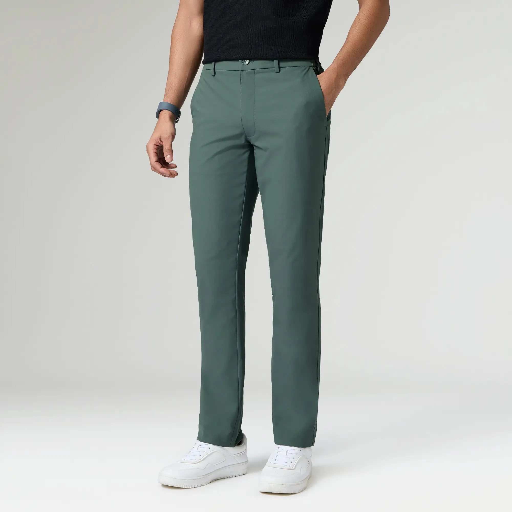 KINETIC: Soft Stretch Pants - Slim Fit Pine Green