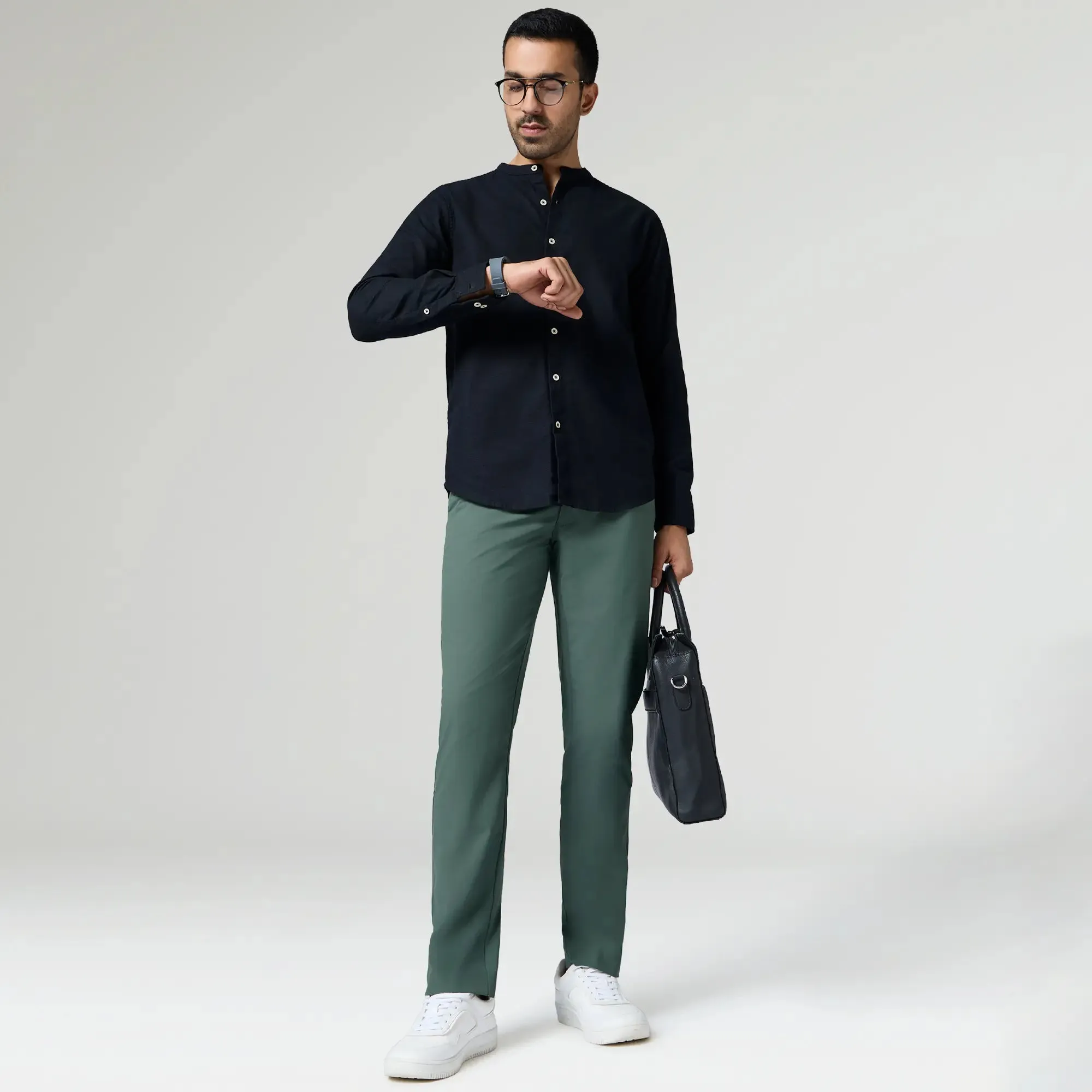 KINETIC: Soft Stretch Pants - Slim Fit Pine Green