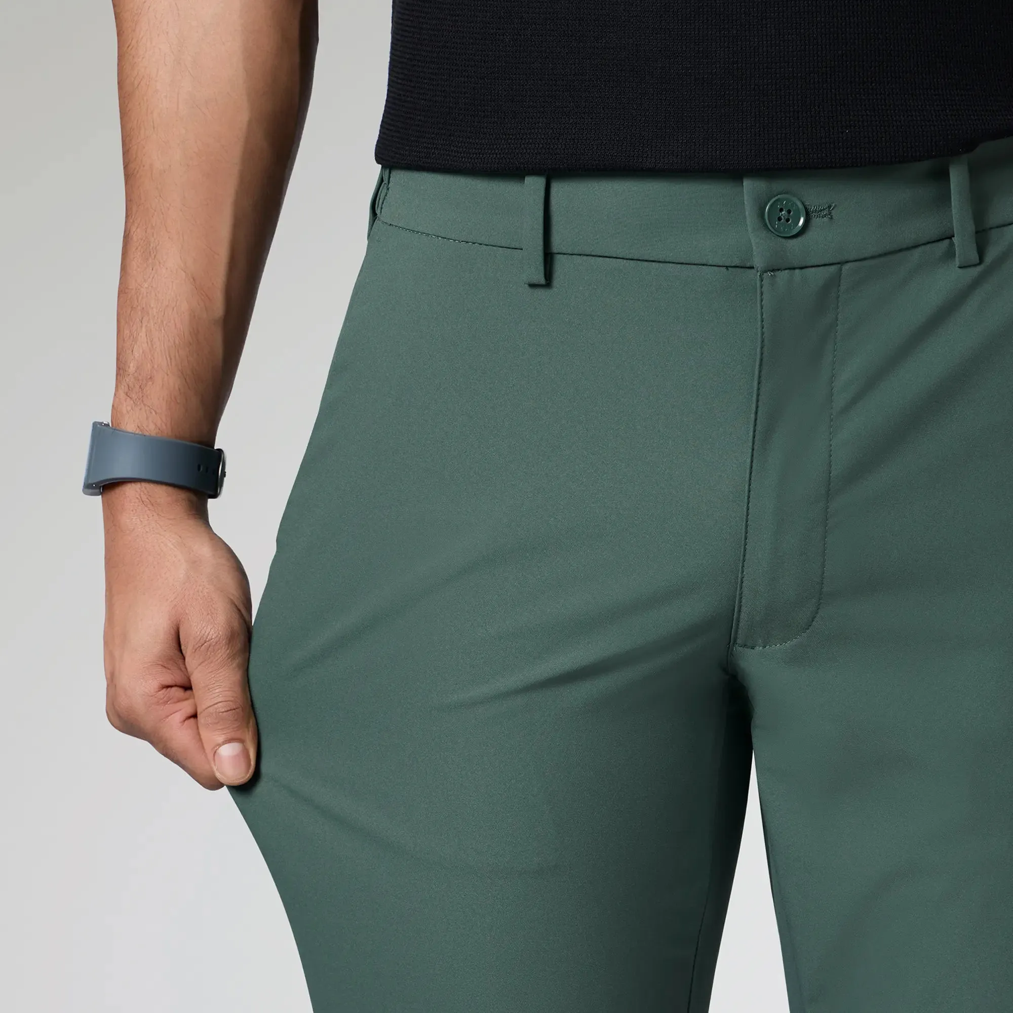 KINETIC: Soft Stretch Pants - Slim Fit Pine Green