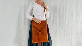 Leather Bag. Adjustable Strap. Zinacantan Tassels.