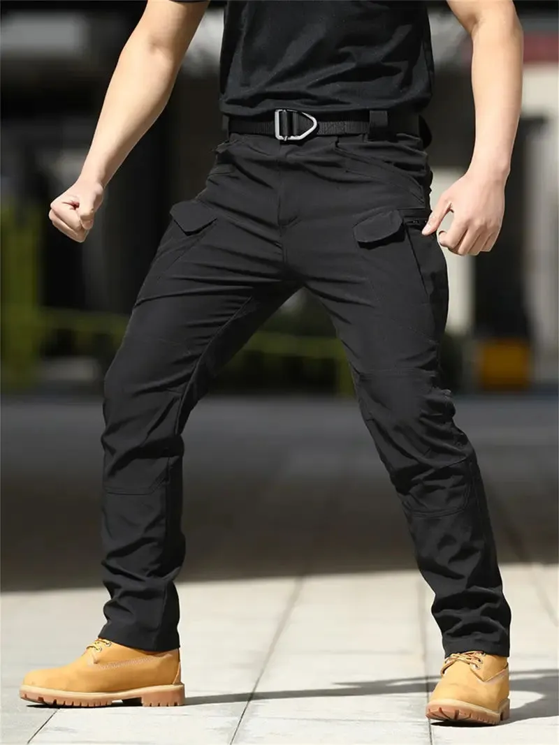 Men's Khaki Cargo Pants with Multiple Pockets - Daily Workwear