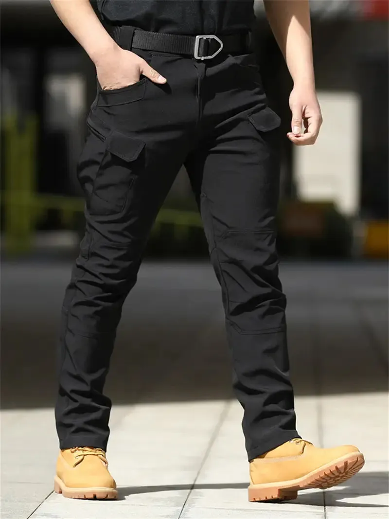 Men's Khaki Cargo Pants with Multiple Pockets - Daily Workwear