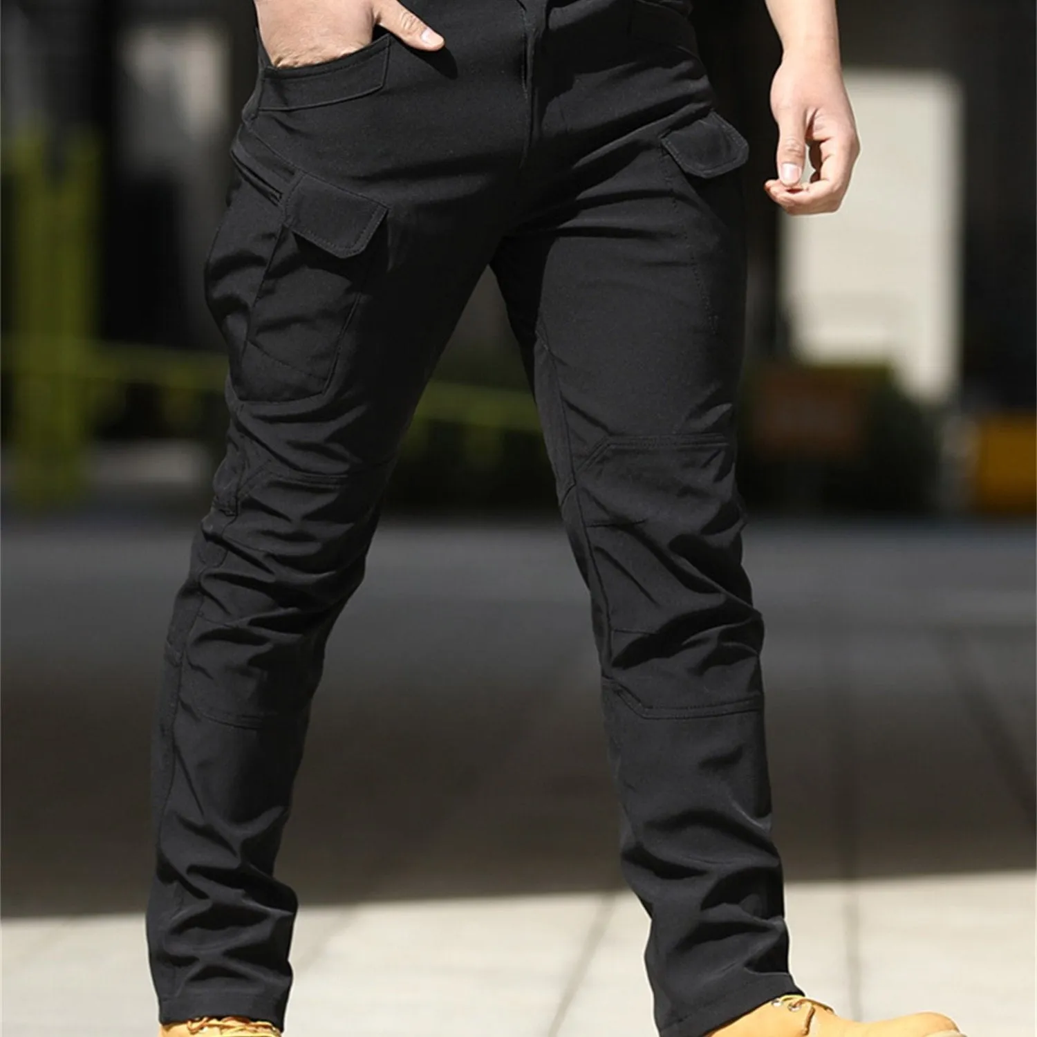 Men's Khaki Cargo Pants with Multiple Pockets - Daily Workwear