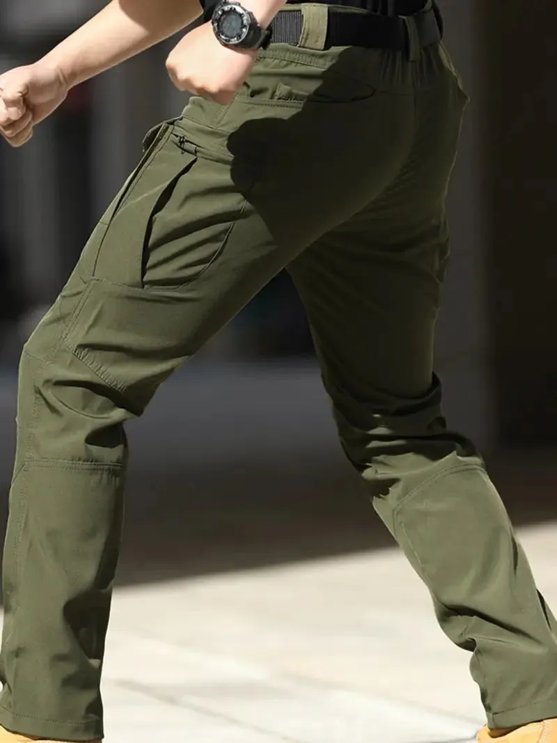 Men's Khaki Cargo Pants with Multiple Pockets - Daily Workwear