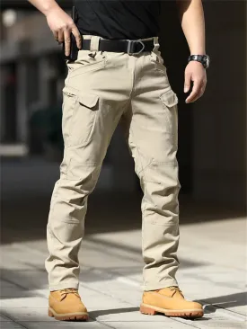 Men's Khaki Cargo Pants with Multiple Pockets - Daily Workwear
