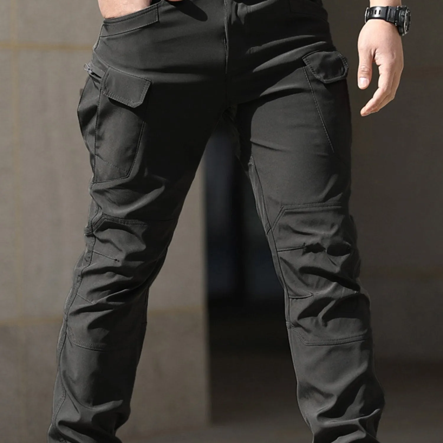 Men's Khaki Cargo Pants with Multiple Pockets - Daily Workwear