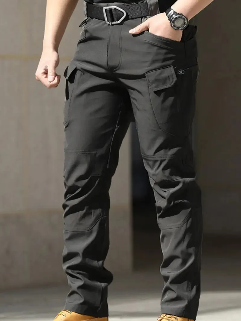 Men's Khaki Cargo Pants with Multiple Pockets - Daily Workwear