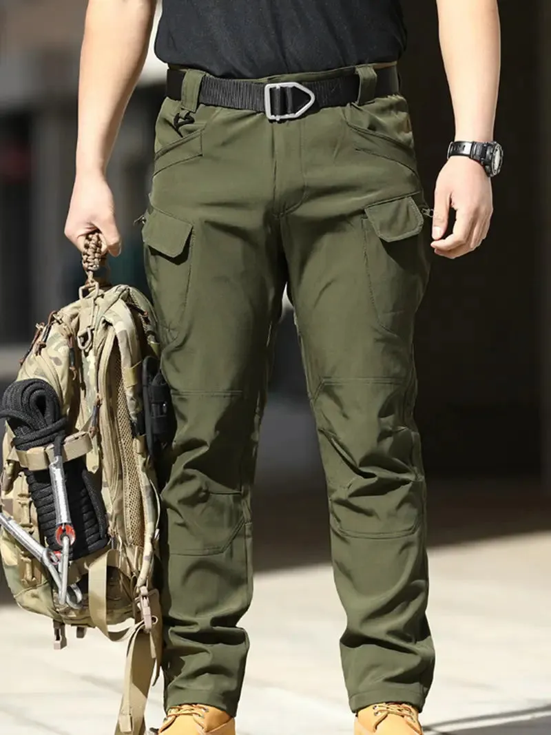 Men's Khaki Cargo Pants with Multiple Pockets - Daily Workwear