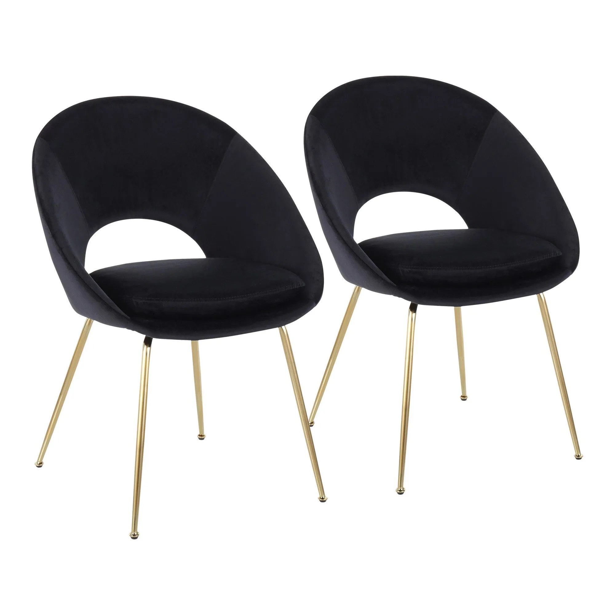 Metro Contemporary Chair in Gold Metal and Black Velvet by LumiSource - Set of 2