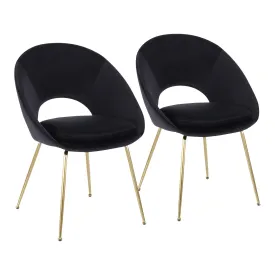 Metro Contemporary Chair in Gold Metal and Black Velvet by LumiSource - Set of 2