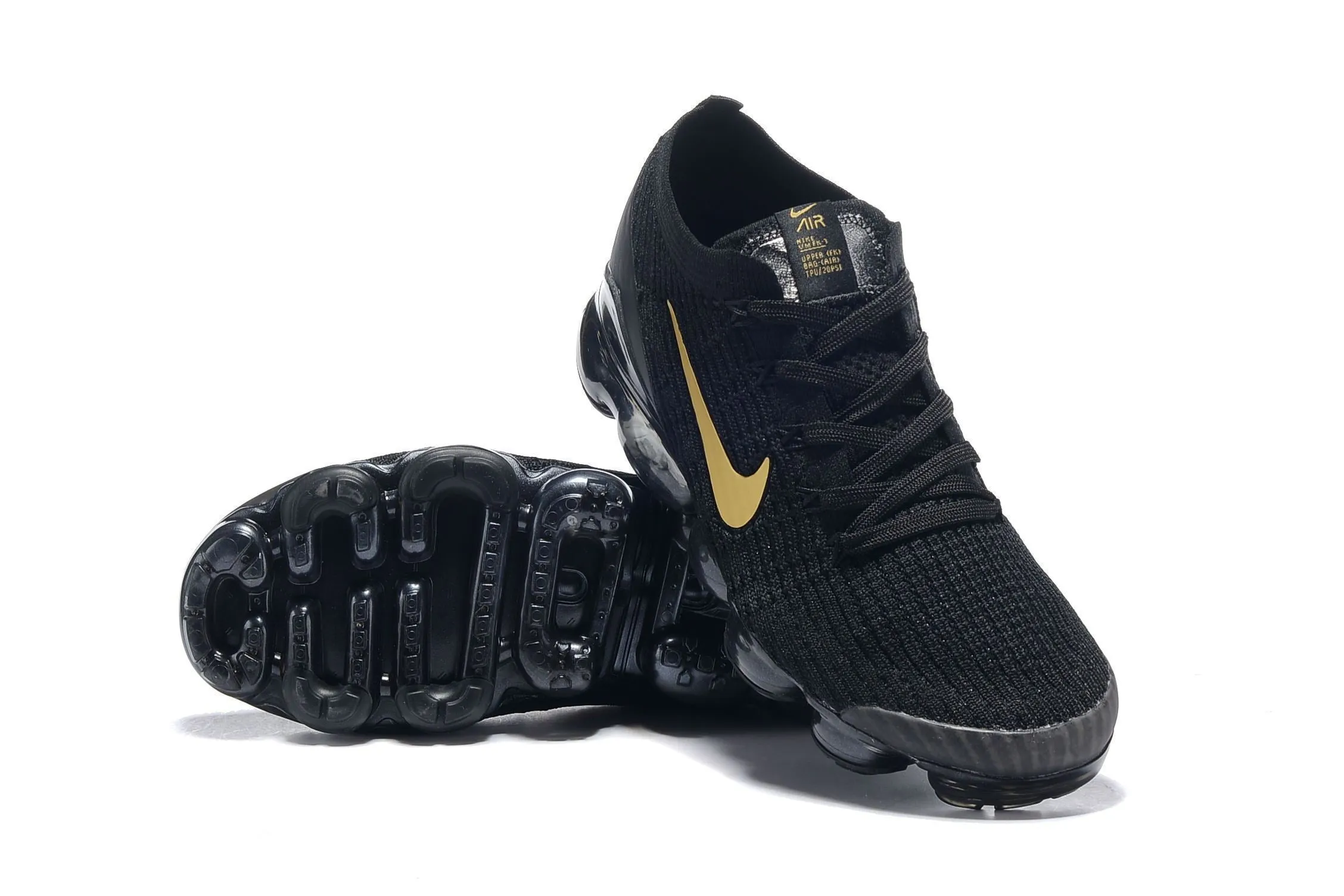 Nike Air Vapormax Flyknit 3 Black Gold White Shoes Sneakers Men !!! CYBER MONDAY SALE !!!