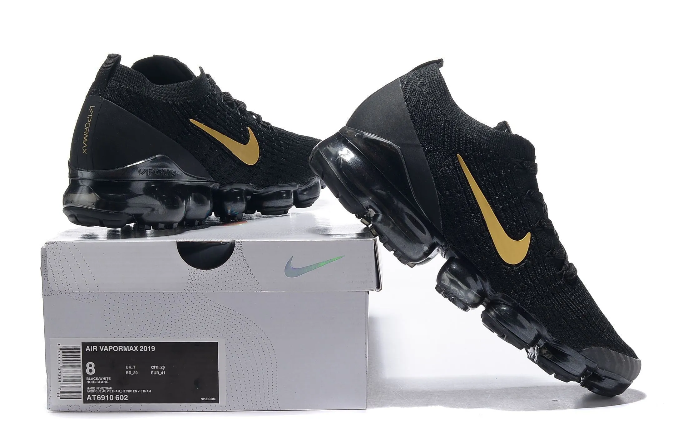 Nike Air Vapormax Flyknit 3 Black Gold White Shoes Sneakers Men !!! CYBER MONDAY SALE !!!