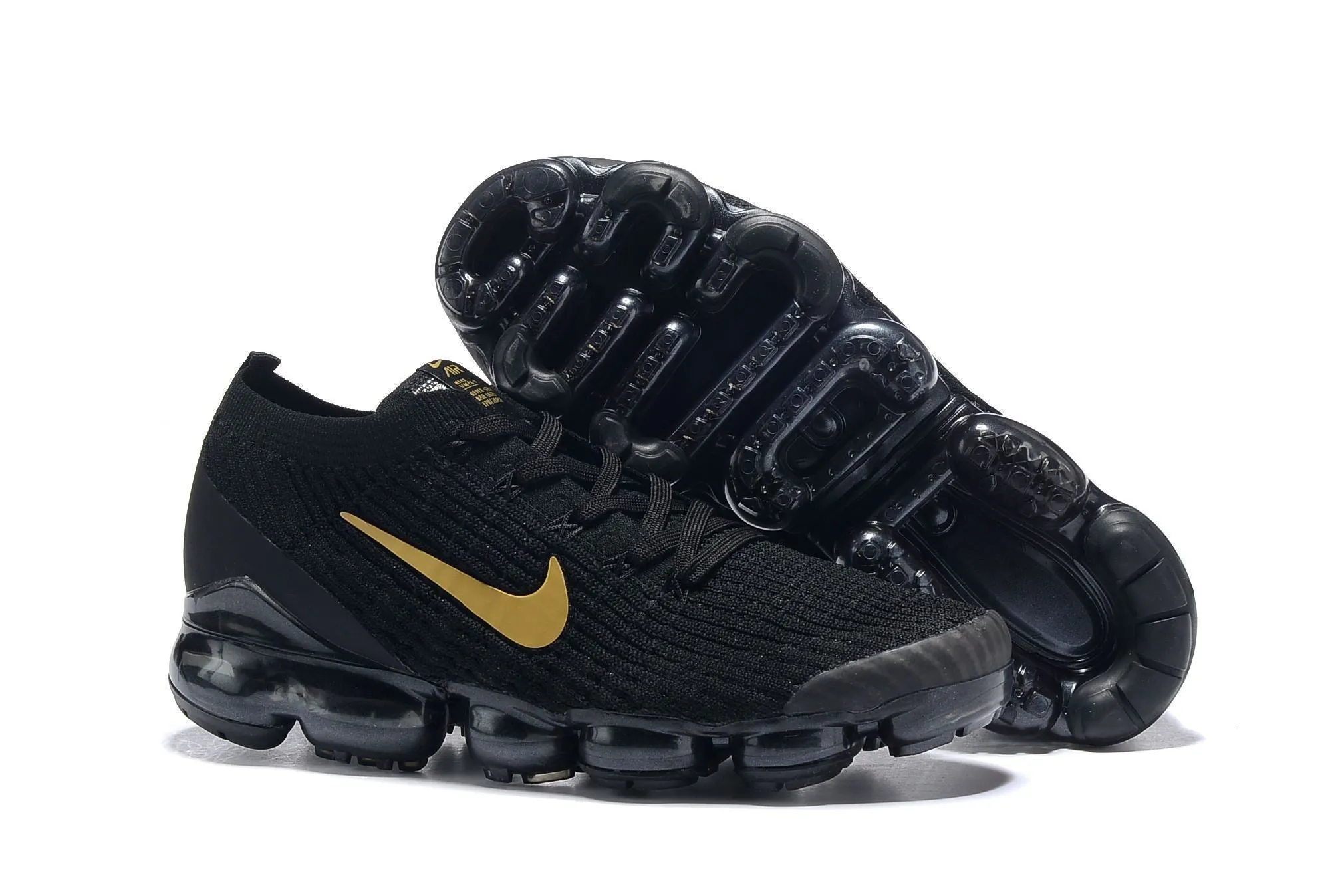 Nike Air Vapormax Flyknit 3 Black Gold White Shoes Sneakers Men !!! CYBER MONDAY SALE !!!