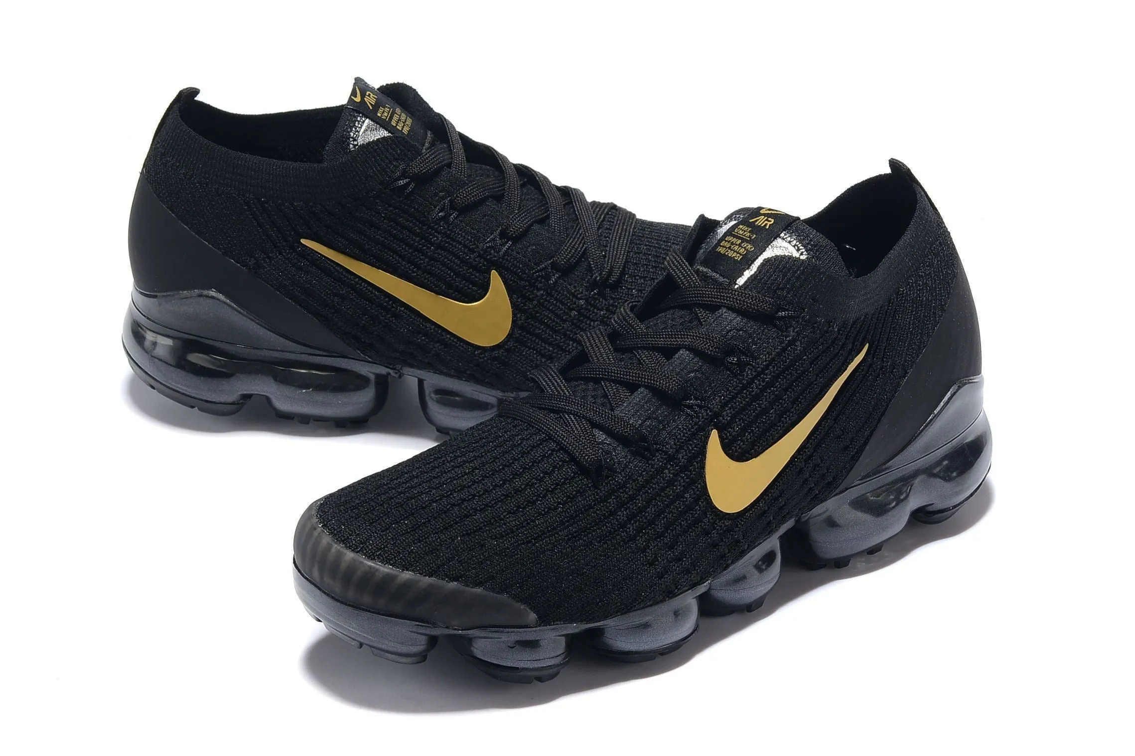 Nike Air Vapormax Flyknit 3 Black Gold White Shoes Sneakers Men !!! CYBER MONDAY SALE !!!