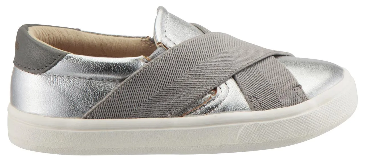 Old Soles Boy's and Girl's Stretch Hoff Slip-On Sneaker Double Band Shoe, Silver/Grey
