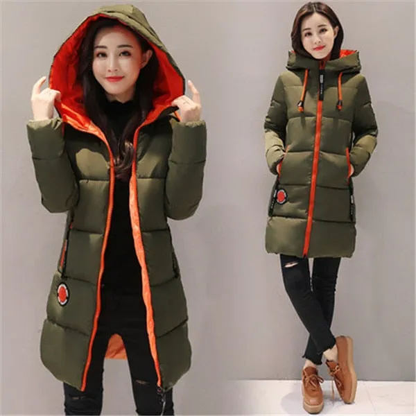 Parka Women Winter Jacket Women Coat Hooded Outwear Female Parka Thick Cotton Padded Lining Winter Female Basic Coats Z30