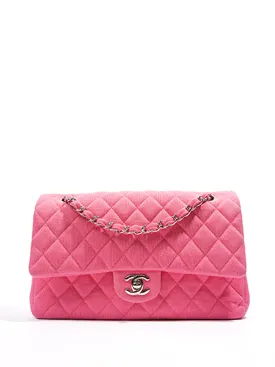 Pink Fabric Double Medium Flap Bag