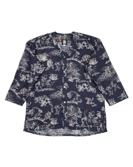 “Playing Animal” Full Open Surgeon Shirt - Moonlight Blue
