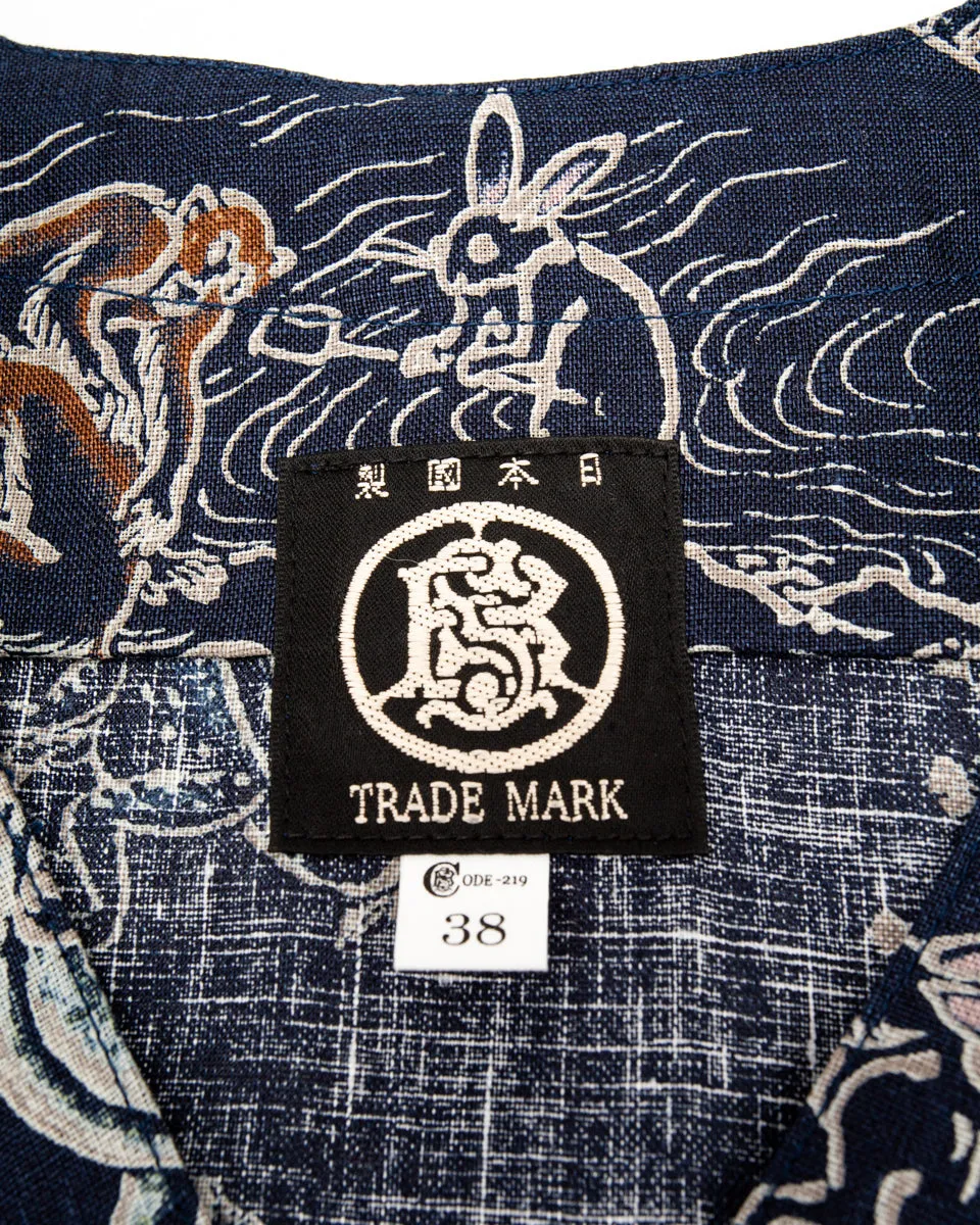 “Playing Animal” Full Open Surgeon Shirt - Moonlight Blue