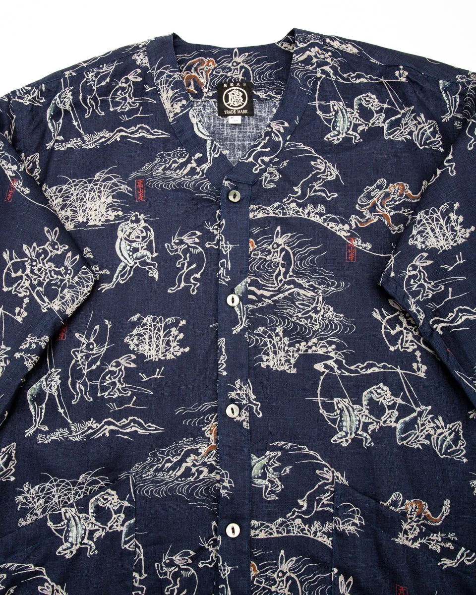 “Playing Animal” Full Open Surgeon Shirt - Moonlight Blue
