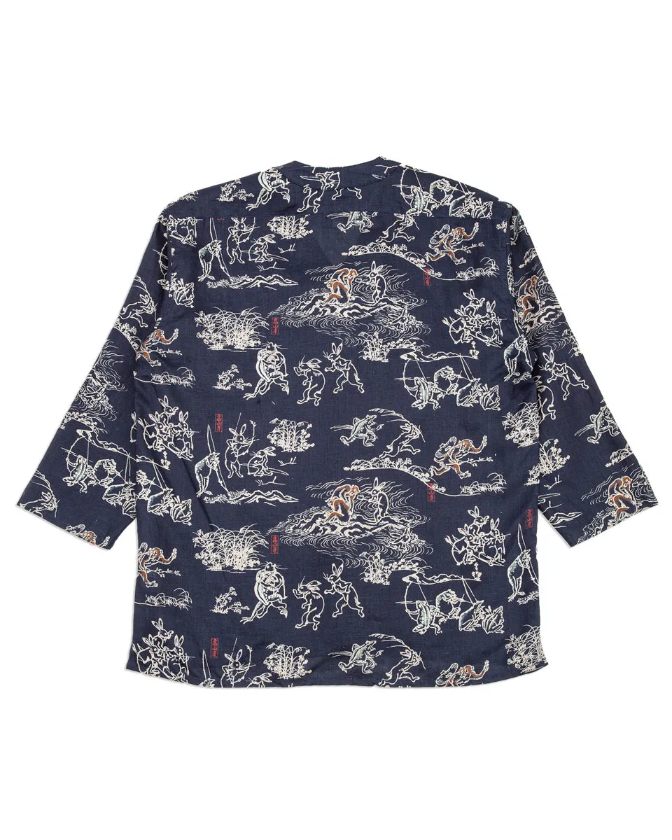 “Playing Animal” Full Open Surgeon Shirt - Moonlight Blue