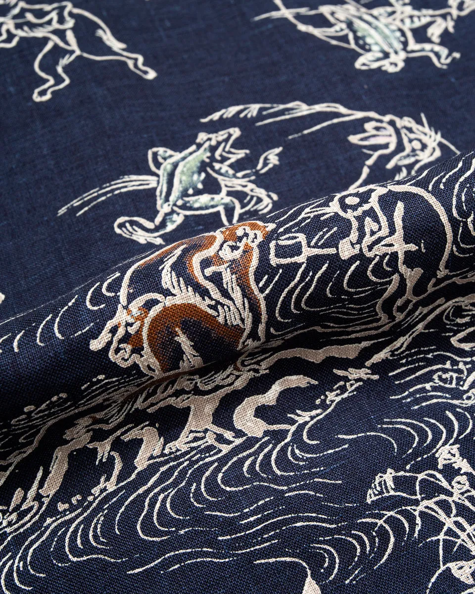 “Playing Animal” Full Open Surgeon Shirt - Moonlight Blue